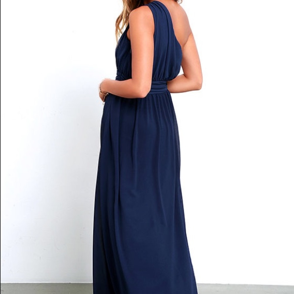 Navy Blue One shoulder maxi dress